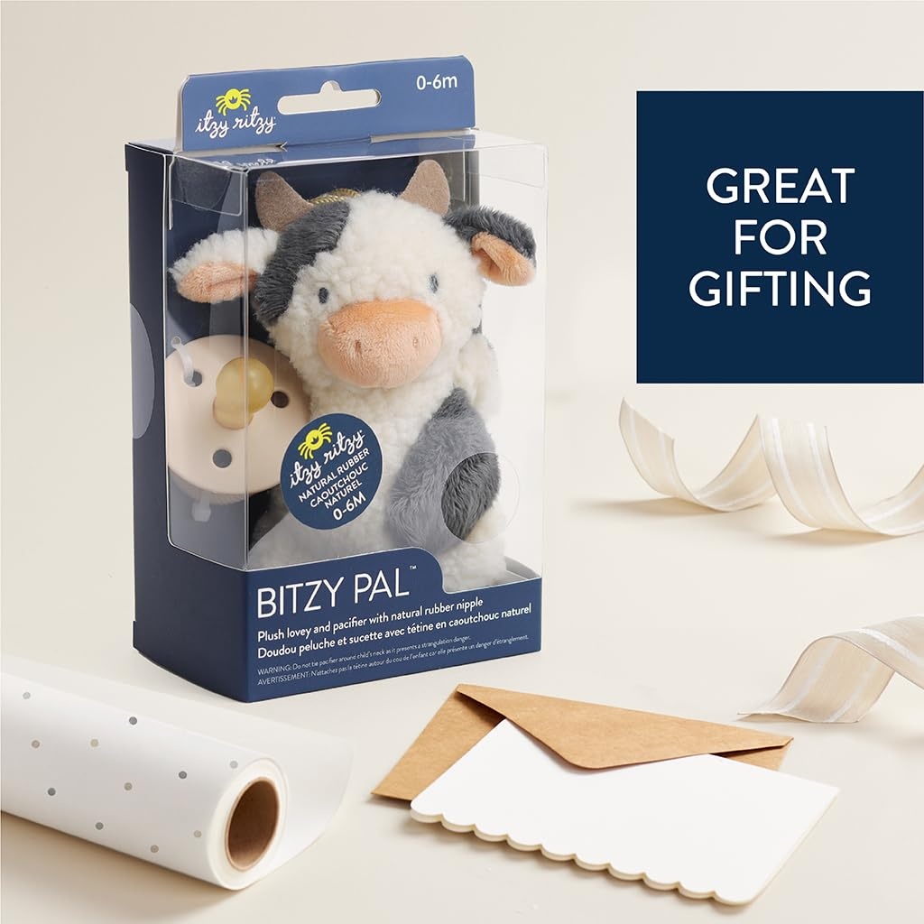 image:imageItzy Ritzy Pacifier amp Lovey Set Natural Rubber Paci with Stuffed Animal Lovey Detachable Plush Bear Pacifier Holder amp Coordinating Natural Rubber Soother Ideal for Ages 06 Months BearCow