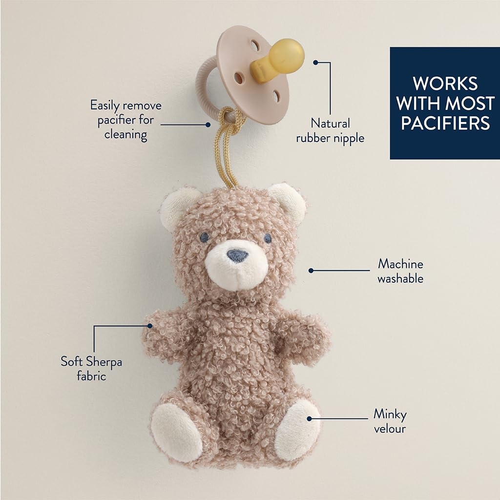 image:imageItzy Ritzy Pacifier amp Lovey Set Natural Rubber Paci with Stuffed Animal Lovey Detachable Plush Bear Pacifier Holder amp Coordinating Natural Rubber Soother Ideal for Ages 06 Months BearBear