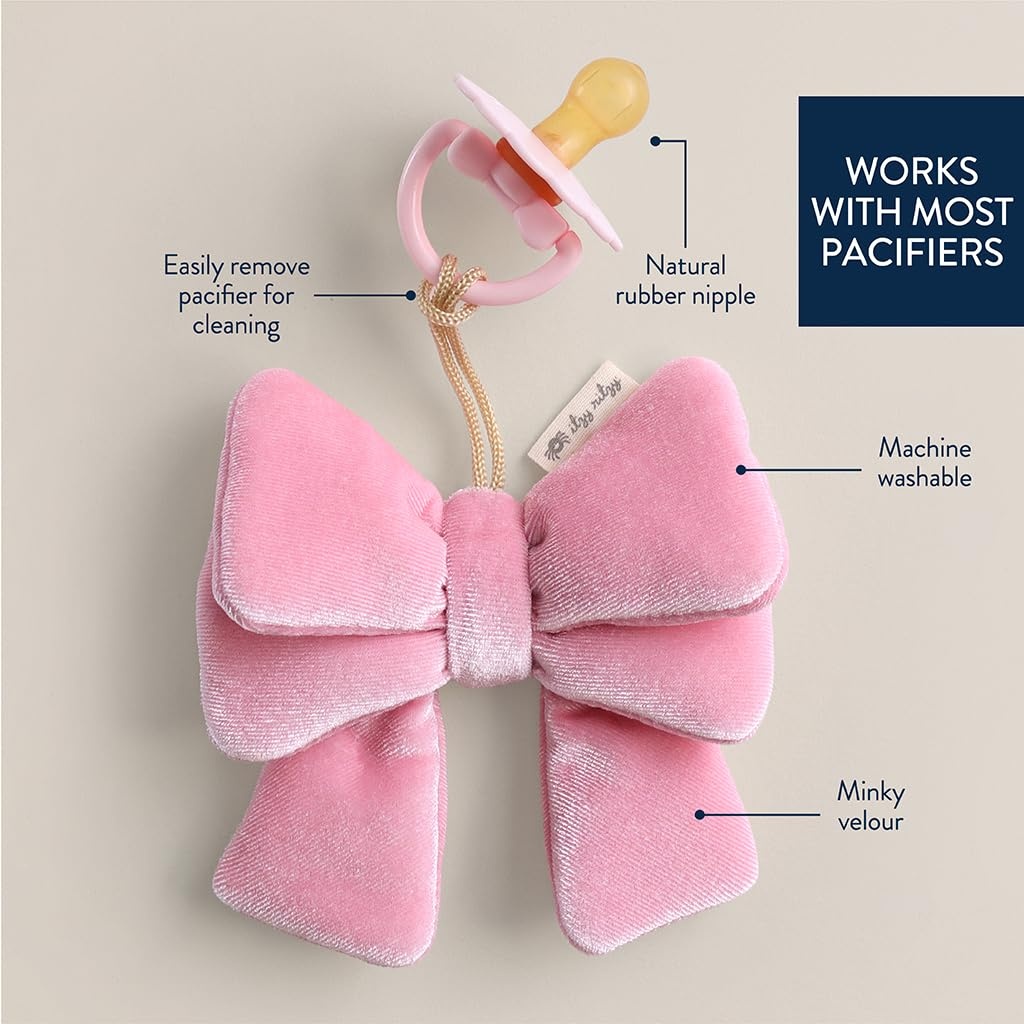 image:imageItzy Ritzy Pacifier amp Lovey Set Natural Rubber Paci with Stuffed Animal Lovey Detachable Plush Bear Pacifier Holder amp Coordinating Natural Rubber Soother Ideal for Ages 06 Months BearBow