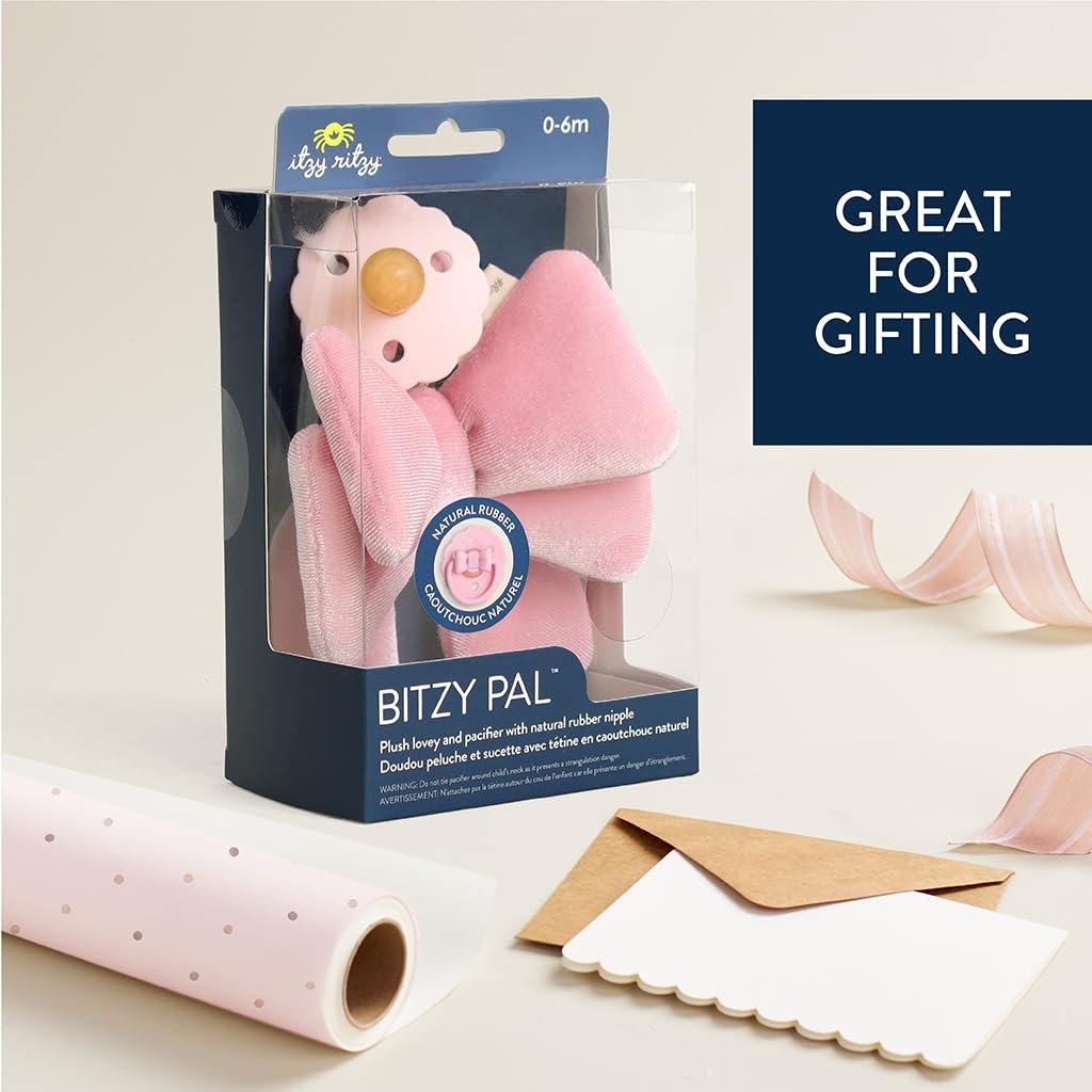 image:imageItzy Ritzy Pacifier amp Lovey Set Natural Rubber Paci with Stuffed Animal Lovey Detachable Plush Bear Pacifier Holder amp Coordinating Natural Rubber Soother Ideal for Ages 06 Months BearBow