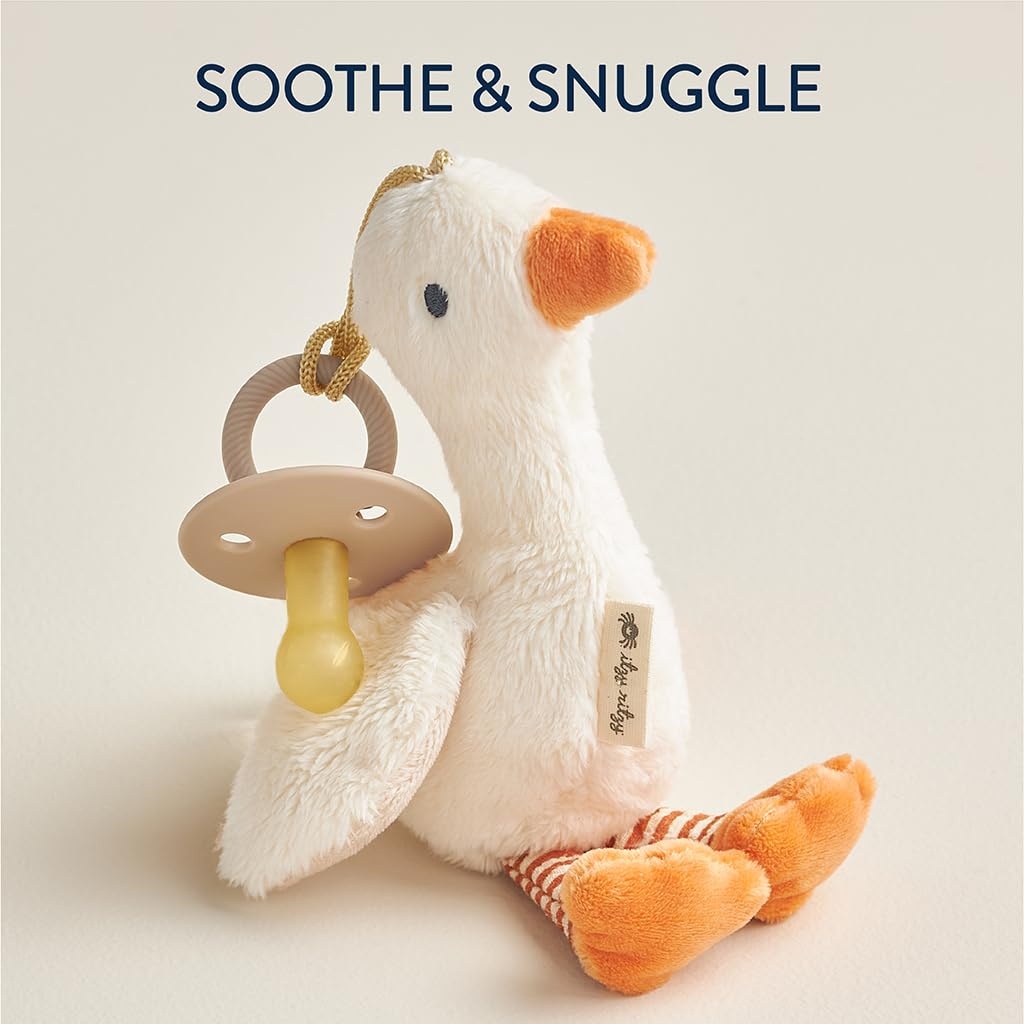 image:imageItzy Ritzy Pacifier amp Lovey Set Natural Rubber Paci with Stuffed Animal Lovey Detachable Plush Bear Pacifier Holder amp Coordinating Natural Rubber Soother Ideal for Ages 06 Months BearGoose