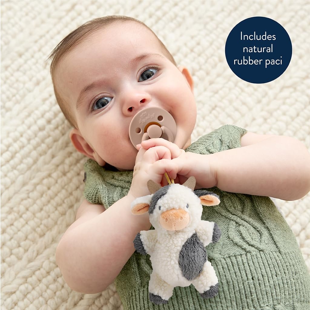 image:imageItzy Ritzy Pacifier amp Lovey Set Natural Rubber Paci with Stuffed Animal Lovey Detachable Plush Bear Pacifier Holder amp Coordinating Natural Rubber Soother Ideal for Ages 06 Months BearCow