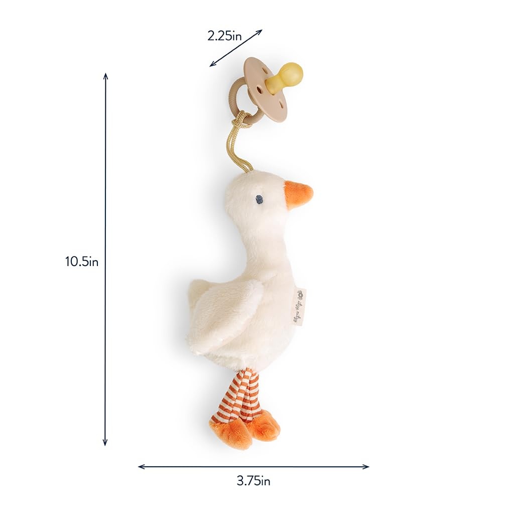 image:imageItzy Ritzy Pacifier amp Lovey Set Natural Rubber Paci with Stuffed Animal Lovey Detachable Plush Bear Pacifier Holder amp Coordinating Natural Rubber Soother Ideal for Ages 06 Months BearGoose