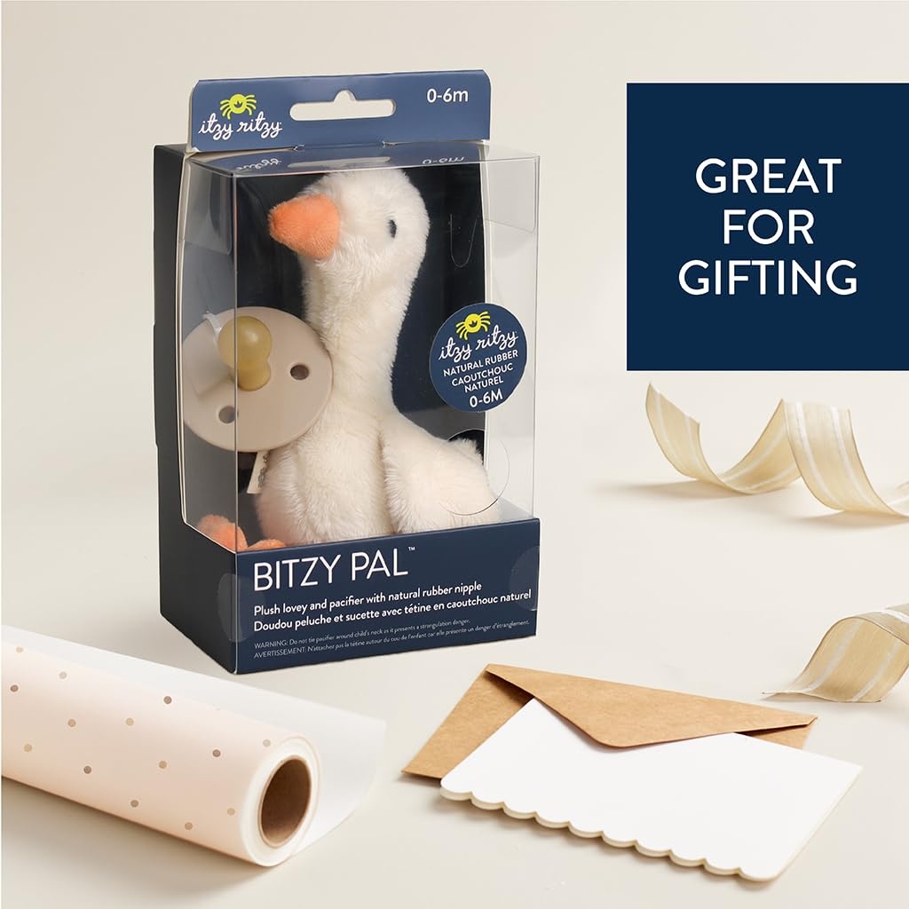 image:imageItzy Ritzy Pacifier amp Lovey Set Natural Rubber Paci with Stuffed Animal Lovey Detachable Plush Bear Pacifier Holder amp Coordinating Natural Rubber Soother Ideal for Ages 06 Months BearGoose