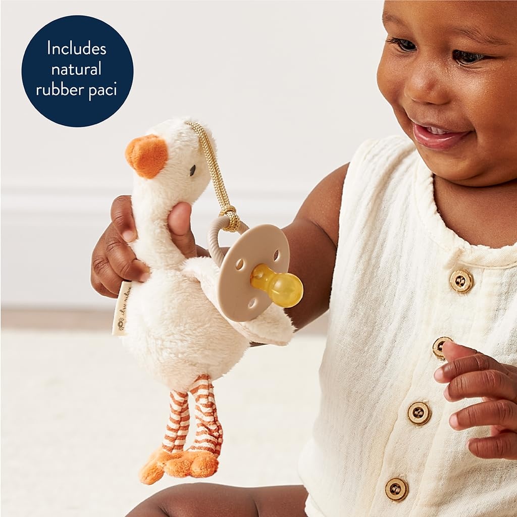 image:imageItzy Ritzy Pacifier amp Lovey Set Natural Rubber Paci with Stuffed Animal Lovey Detachable Plush Bear Pacifier Holder amp Coordinating Natural Rubber Soother Ideal for Ages 06 Months BearGoose