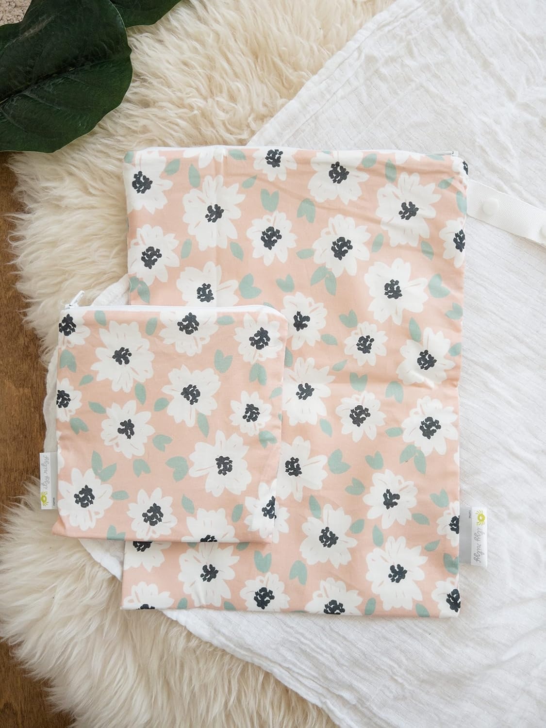 image:imageItzy Ritzy Sealed Wet Bag with Handle Wet Bag for Travel Swimsuits Cloth Diapers Gym Clothes amp Toiletries Washable amp Reusable with Water Resistant Lining Measures 11 x 14 Playful Petals