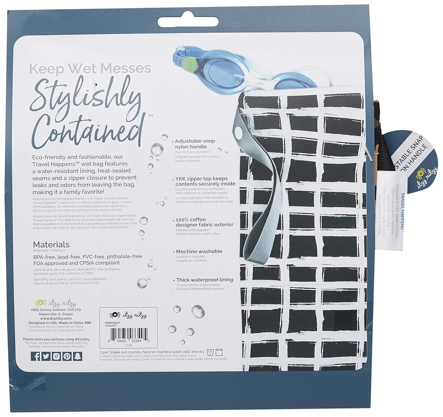 image:imageItzy Ritzy Sealed Wet Bag with Handle Wet Bag for Travel Swimsuits Cloth Diapers Gym Clothes amp Toiletries Washable amp Reusable with Water Resistant Lining Measures 11 x 14 Leopard