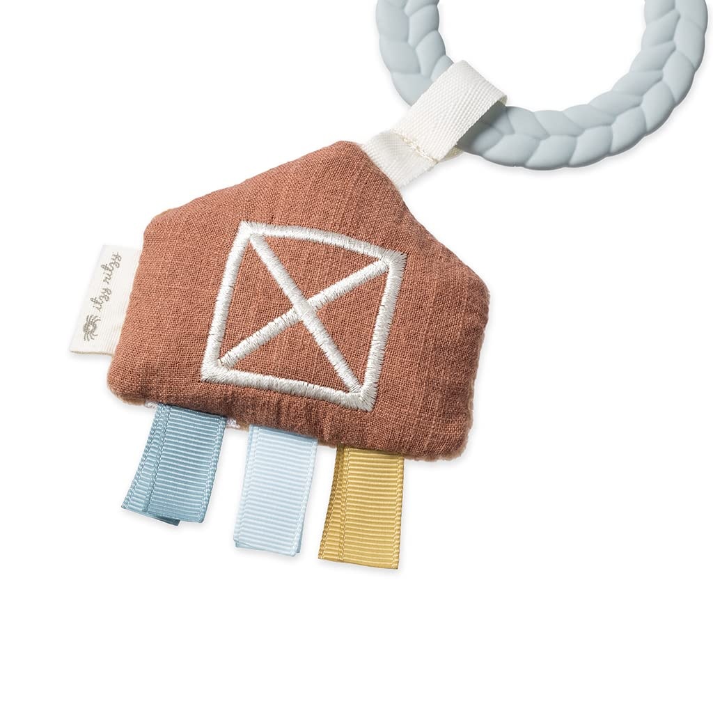 image:imageItzy Ritzy Teething Toy Gift Set Includes Cow Lovey amp BarnThemed Busy Ring Car Seat and Stroller Toy Features Crinkle Sounds Engaging Textures amp Silicone Teething Relief FarmFarm