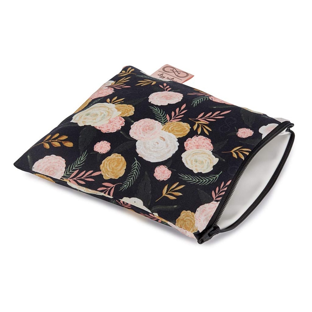 image:imageChelsea Cole For Itzy Ritzy Reusable Snack Bag 7 x 7 BPAFree Snack Bag is Food Safe Washable amp Ideal For Storing Snacks Pacifiers amp Electronics in a Diaper Bag Purse or Luggage Black Floral