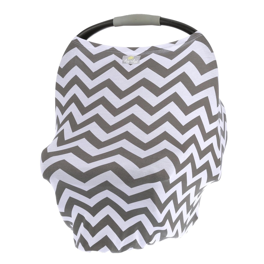 image:imageItzy Ritzy 4in1 Nursing Cover Car Seat Wrap Shopping Cart Cover amp Infinity Scarf Breathable MultiUse Nursing CoverUp for Breastfeeding Carseat Canopy amp Stroller Cover Black amp White StripeGray Chevron