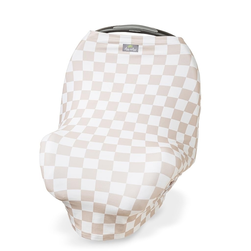 image:imageItzy Ritzy 4in1 Nursing Cover Car Seat Wrap Shopping Cart Cover amp Infinity Scarf Breathable MultiUse Nursing CoverUp for Breastfeeding Carseat Canopy amp Stroller Cover Black amp White StripeCheckboard