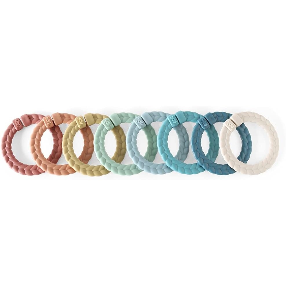 image:imageItzy Ritzy Linking Ring Set Set of 8 Braided RainbowColored Versatile Linking Rings Attach to Babys Car Seat Stroller amp Activity Gym to Keep Toys Nearby RainbowRainbow
