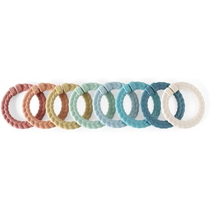 image:imageItzy Ritzy Linking Ring Set  Set of 8 Braided RainbowColored Versatile Linking Rings  Attach to Babys Car Seat Stroller amp Activity Gym to Keep Toys Nearby  RainbowRainbow
