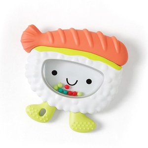 image:imageItzy Ritzy Silicone Rattle Teether BPAFree Silicone Teether with Rattle for Babies amp Toddlers  Features a Gentle Rattle Sound Colorful Beads amp Multiple Textures Travel CupSushi