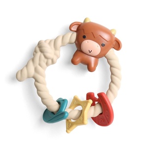 image:imageItzy Ritzy Silicone Teether with Rattle  Rattle Teether Features Rattle Sound Three Silicone Teething Rings and Raised Texture to Soothe Gums  Ages 3 Months and Up Highland CowHighland Cow