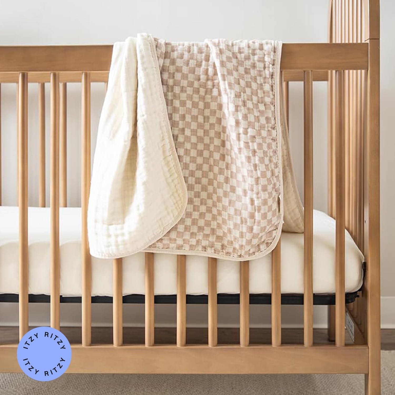 image:imageItzy Ritzy Baby Blanket Soft Cotton Muslin MultiUse Blanket Can Be Used as a Tummy Time Mat Nursing Cover Stroller Shade amp More Measures 30 x 40 Machine Washable CheckerboardCheckerboard