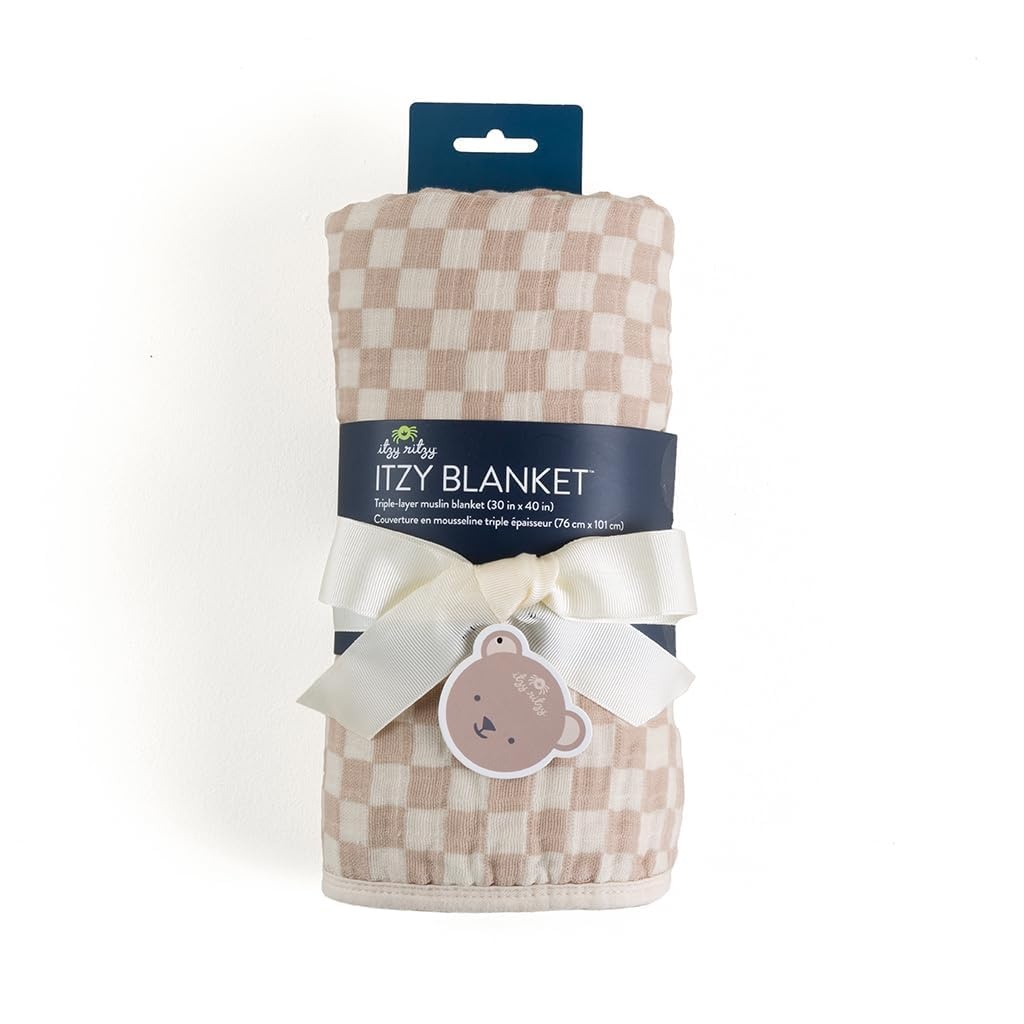 image:imageItzy Ritzy Baby Blanket Soft Cotton Muslin MultiUse Blanket Can Be Used as a Tummy Time Mat Nursing Cover Stroller Shade amp More Measures 30 x 40 Machine Washable CheckerboardCheckerboard