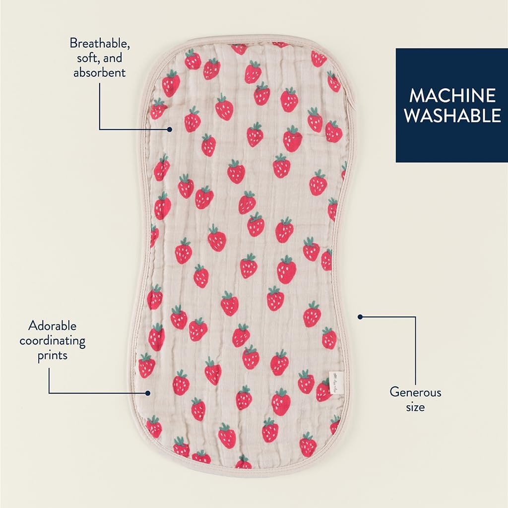 image:imageItzy Ritzy Set of 2 Baby Burp Cloths UltraSoft Absorbent Burping Cloths for Babies Made of 100 Cotton Muslin and Generously Sized with Trendy Coordinating Prints Machine Washable StrawberryStrawberry