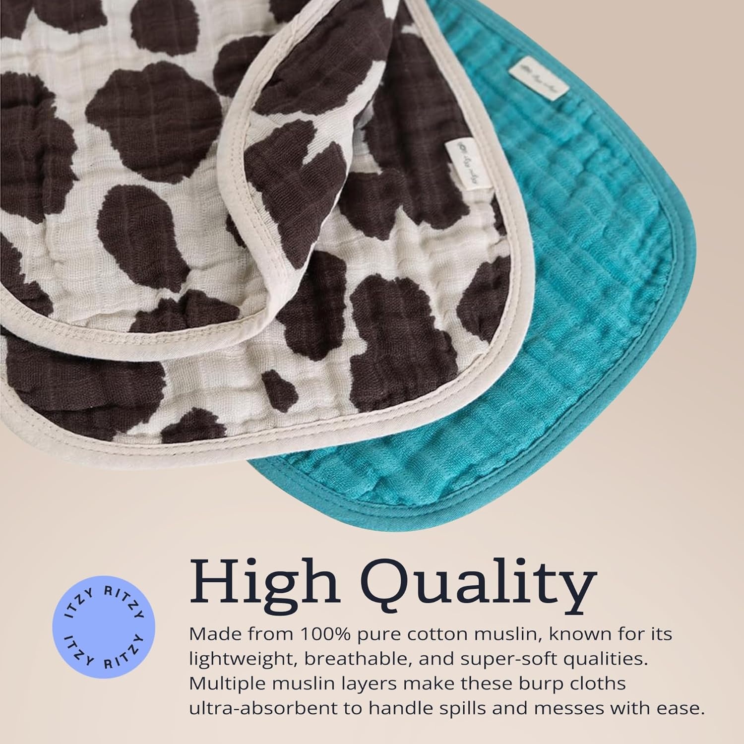 image:imageItzy Ritzy Set of 2 Baby Burp Cloths UltraSoft Absorbent Burping Cloths for Babies Made of 100 Cotton Muslin and Generously Sized with Trendy Coordinating Prints Machine Washable StrawberryCow Print