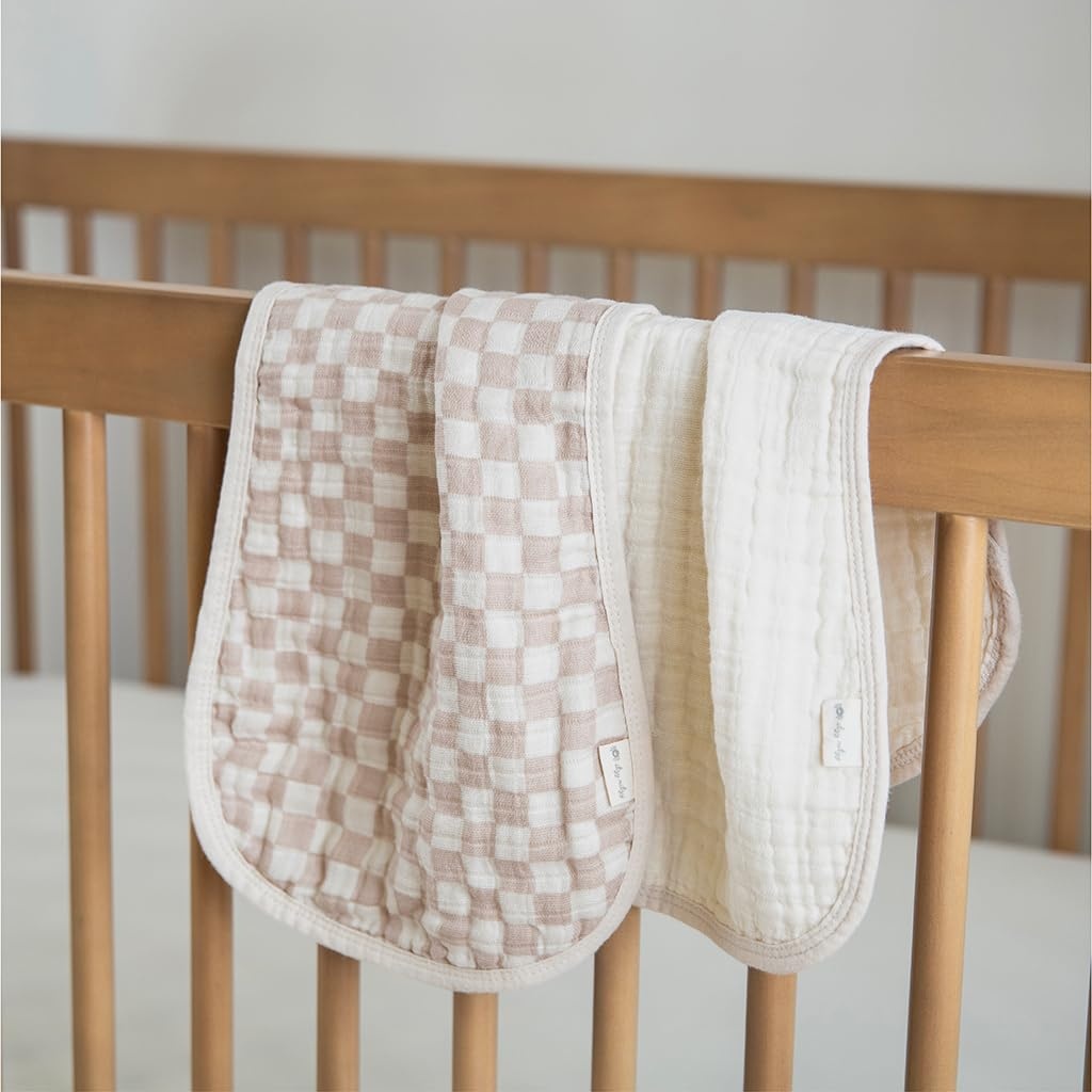 image:imageItzy Ritzy Set of 2 Baby Burp Cloths UltraSoft Absorbent Burping Cloths for Babies Made of 100 Cotton Muslin and Generously Sized with Trendy Coordinating Prints Machine Washable StrawberryCheckerboard