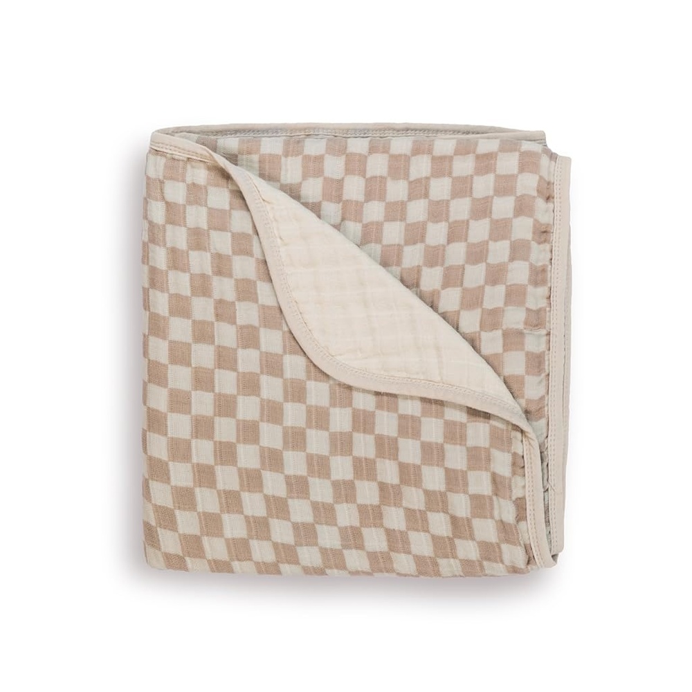 image:imageItzy Ritzy Baby Blanket Soft Cotton Muslin MultiUse Blanket Can Be Used as a Tummy Time Mat Nursing Cover Stroller Shade amp More Measures 30 x 40 Machine Washable CheckerboardCheckerboard