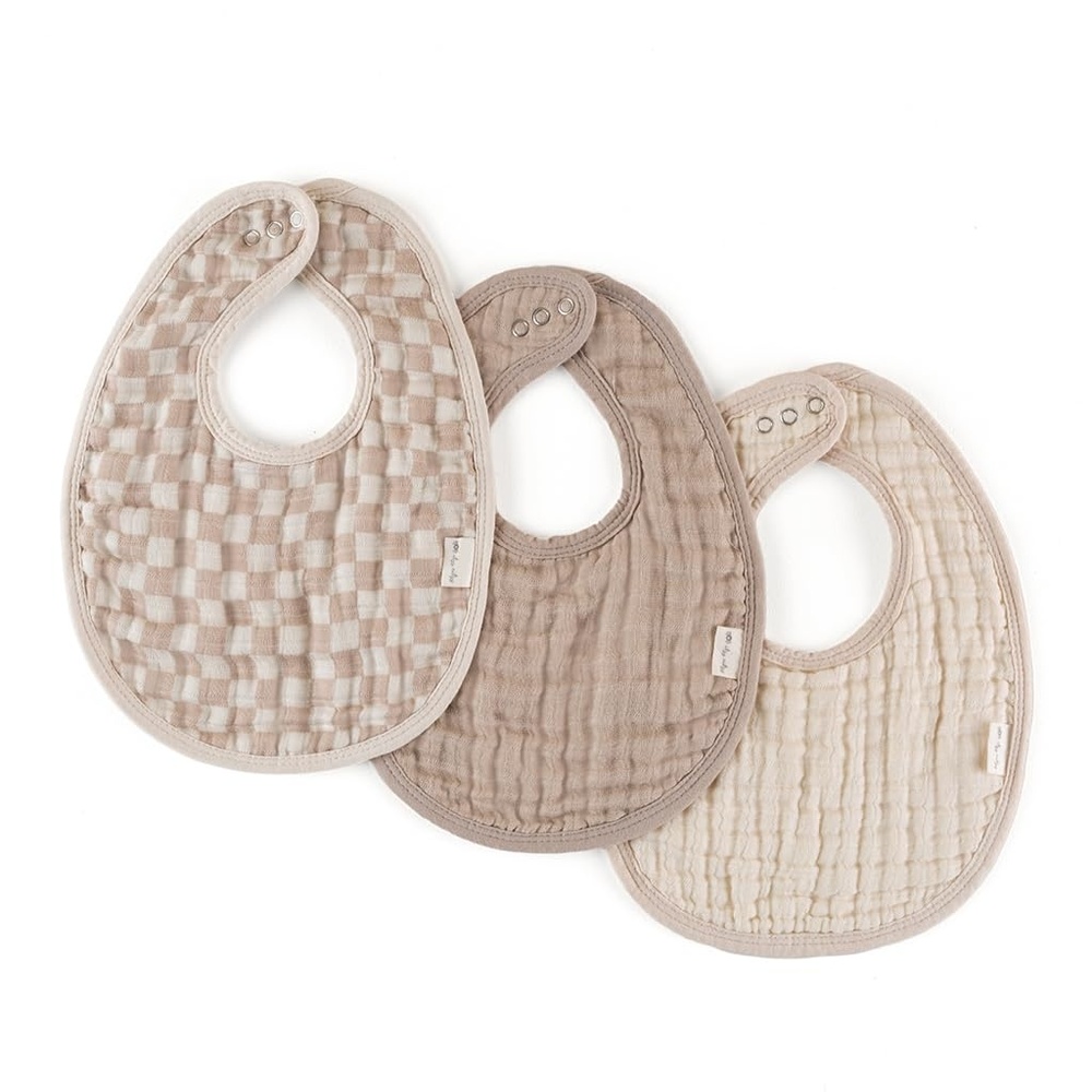 image:imageItzy Ritzy Set of 3 Baby Bibs UltraSoft Adjustable Infant amp Toddler Bibs Made of TripleLayer Cotton Muslin Ideal for Drooling Teething amp Eating 3 Stylish Coordinating Prints CheckerboardCheckerboard