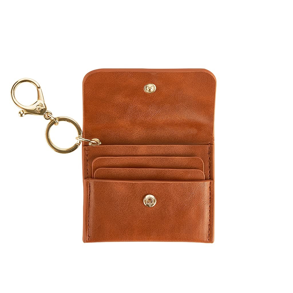 image:imageItzy Ritzy Itzy Mini Keychain Wallet Small Card Holder Can Clip to Diaper Bag Purse Travel Bag or Keychain Cognac