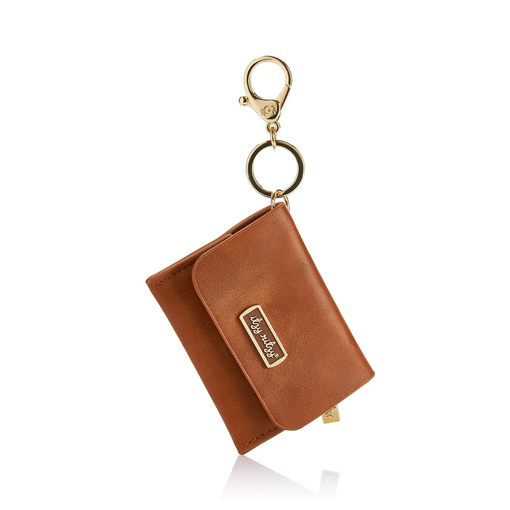 image:imageItzy Ritzy Itzy Mini Keychain Wallet Small Card Holder Can Clip to Diaper Bag Purse Travel Bag or Keychain Cognac