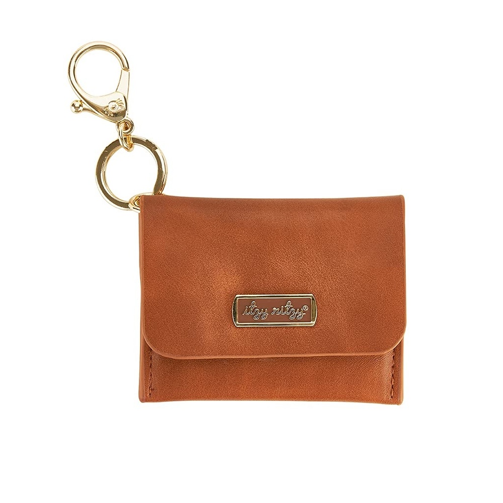 image:imageItzy Ritzy Itzy Mini Keychain Wallet Small Card Holder Can Clip to Diaper Bag Purse Travel Bag or Keychain Cognac