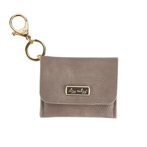 image:imageItzy Ritzy  Itzy Mini Keychain Wallet  Small Card Holder Can Clip to Diaper Bag Purse Travel Bag or Keychain Taupe