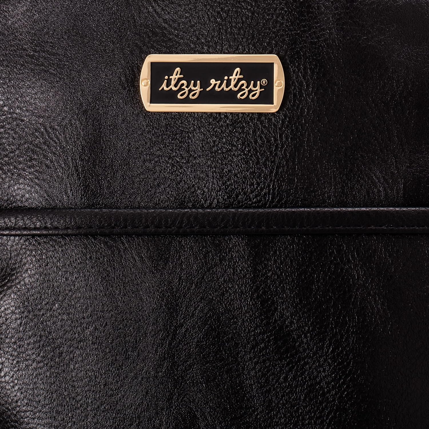 image:imageItzy Ritzy Diaper Bag Backpack Large Capacity Boss Baby Backpack Diaper Bag Featuring 17 Pockets Changing Pad Stroller Clips and Comfortable Backpack Straps Black With Gold HardwareBlack With Gold Hardware