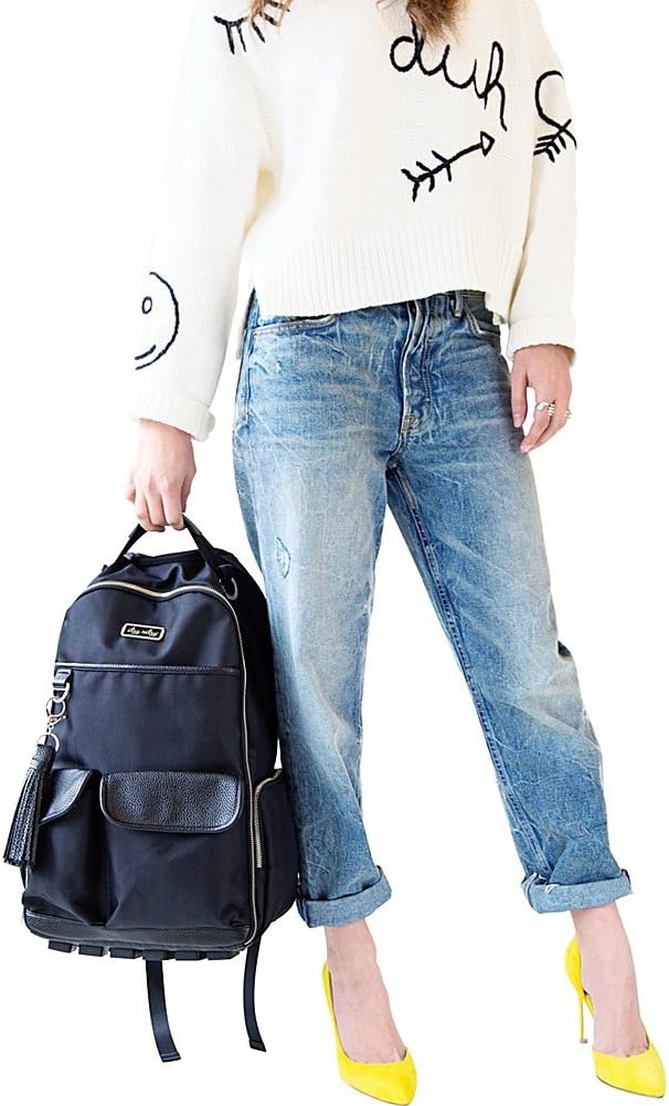 image:imageItzy Ritzy Diaper Bag Backpack Large Capacity Boss Baby Backpack Diaper Bag Featuring 17 Pockets Changing Pad Stroller Clips and Comfortable Backpack Straps Black With Gold HardwareCoffee Cream