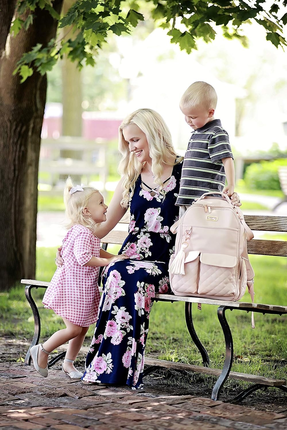 image:imageItzy Ritzy Diaper Bag Backpack Large Capacity Boss Baby Backpack Diaper Bag Featuring 17 Pockets Changing Pad Stroller Clips and Comfortable Backpack Straps Black With Gold HardwareBlush