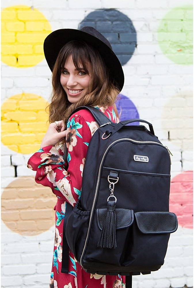 image:imageItzy Ritzy Diaper Bag Backpack Large Capacity Boss Baby Backpack Diaper Bag Featuring 17 Pockets Changing Pad Stroller Clips and Comfortable Backpack Straps Black With Gold HardwareCoffee Cream