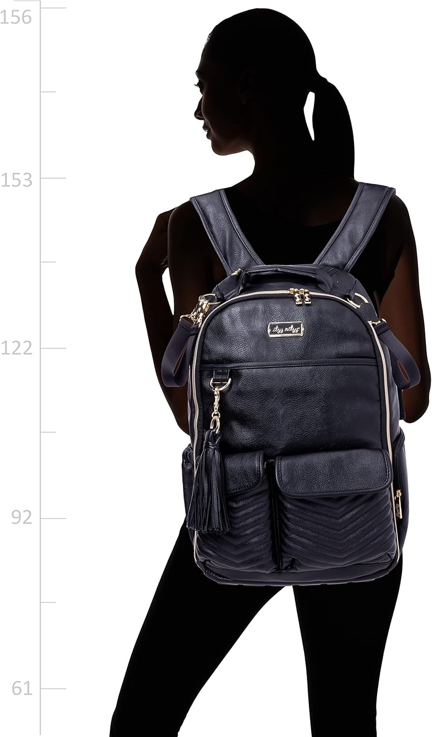 image:imageItzy Ritzy Diaper Bag Backpack Large Capacity Boss Baby Backpack Diaper Bag Featuring 17 Pockets Changing Pad Stroller Clips and Comfortable Backpack Straps Black With Gold HardwareBlack With Gold Hardware