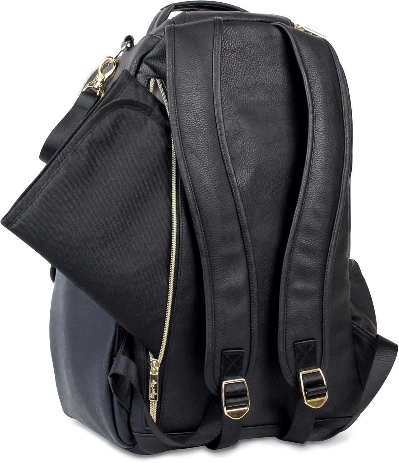 image:imageItzy Ritzy Diaper Bag Backpack Large Capacity Boss Baby Backpack Diaper Bag Featuring 17 Pockets Changing Pad Stroller Clips and Comfortable Backpack Straps Black With Gold HardwareBlack With Gold Hardware