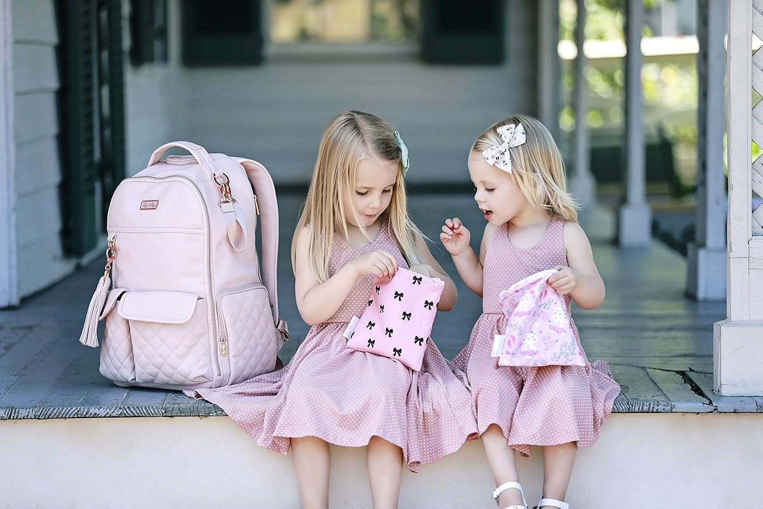 image:imageItzy Ritzy Diaper Bag Backpack Large Capacity Boss Baby Backpack Diaper Bag Featuring 17 Pockets Changing Pad Stroller Clips and Comfortable Backpack Straps Black With Gold HardwareBlush