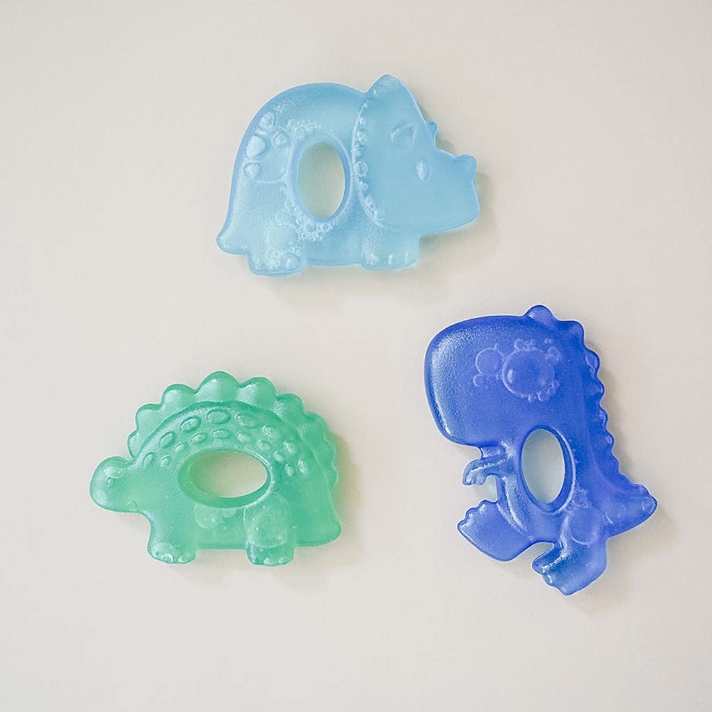 image:imageItzy Ritzy WaterFilled Teethers Cold Cutie Coolers Textured On Both Sides to Massage Sore Gums amp Emerging Teeth Can Be Chilled in Refrigerator Set of 3 Green Cactus Water TeethersDinosaur