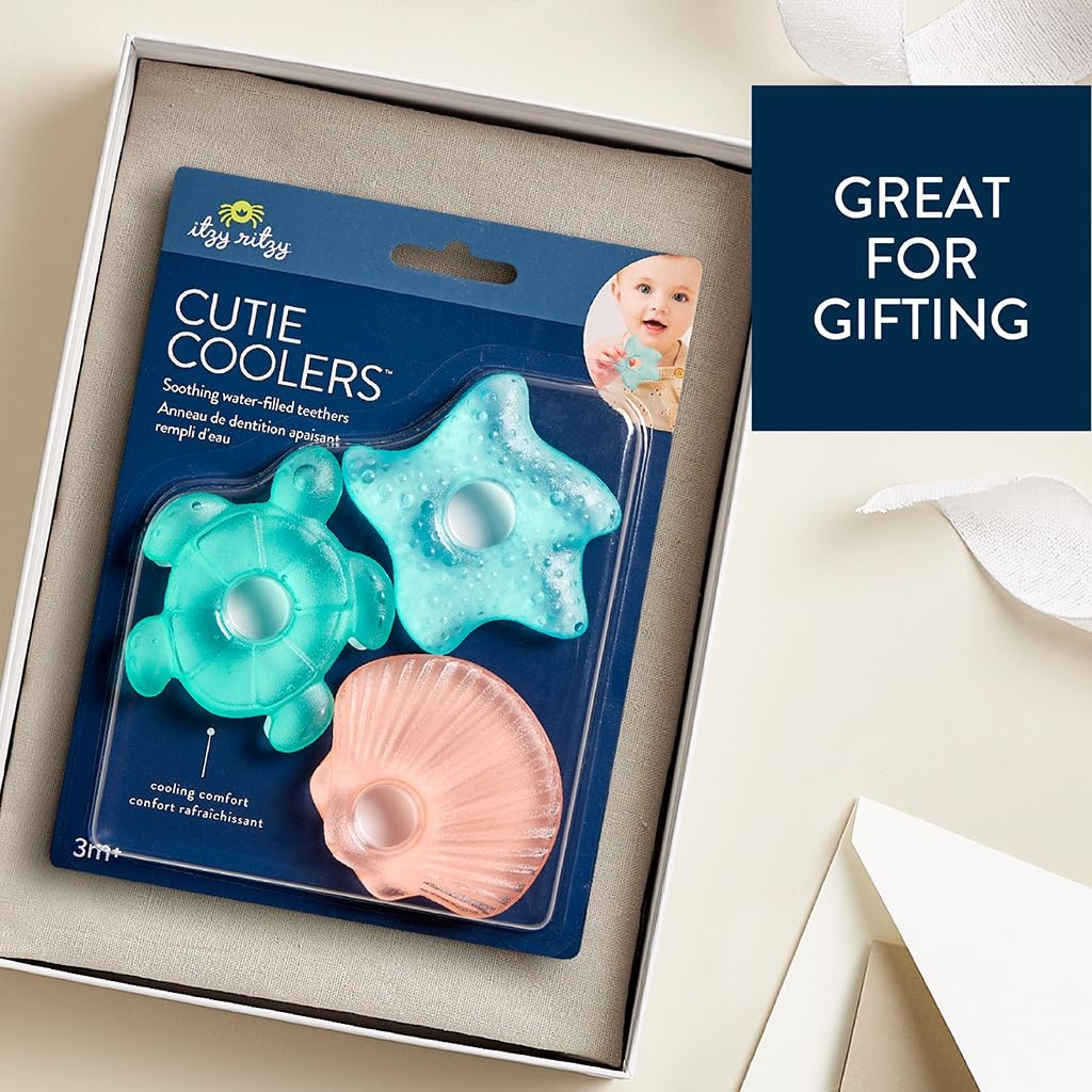 image:imageItzy Ritzy WaterFilled Teethers Cold Cutie Coolers Textured On Both Sides to Massage Sore Gums amp Emerging Teeth Can Be Chilled in Refrigerator Set of 3 Green Cactus Water TeethersSeaside