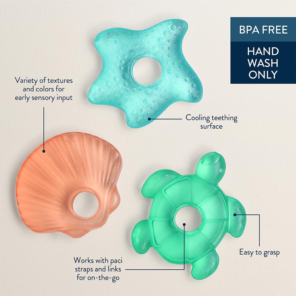 image:imageItzy Ritzy WaterFilled Teethers Cold Cutie Coolers Textured On Both Sides to Massage Sore Gums amp Emerging Teeth Can Be Chilled in Refrigerator Set of 3 Seaside Water TeethersSeaside