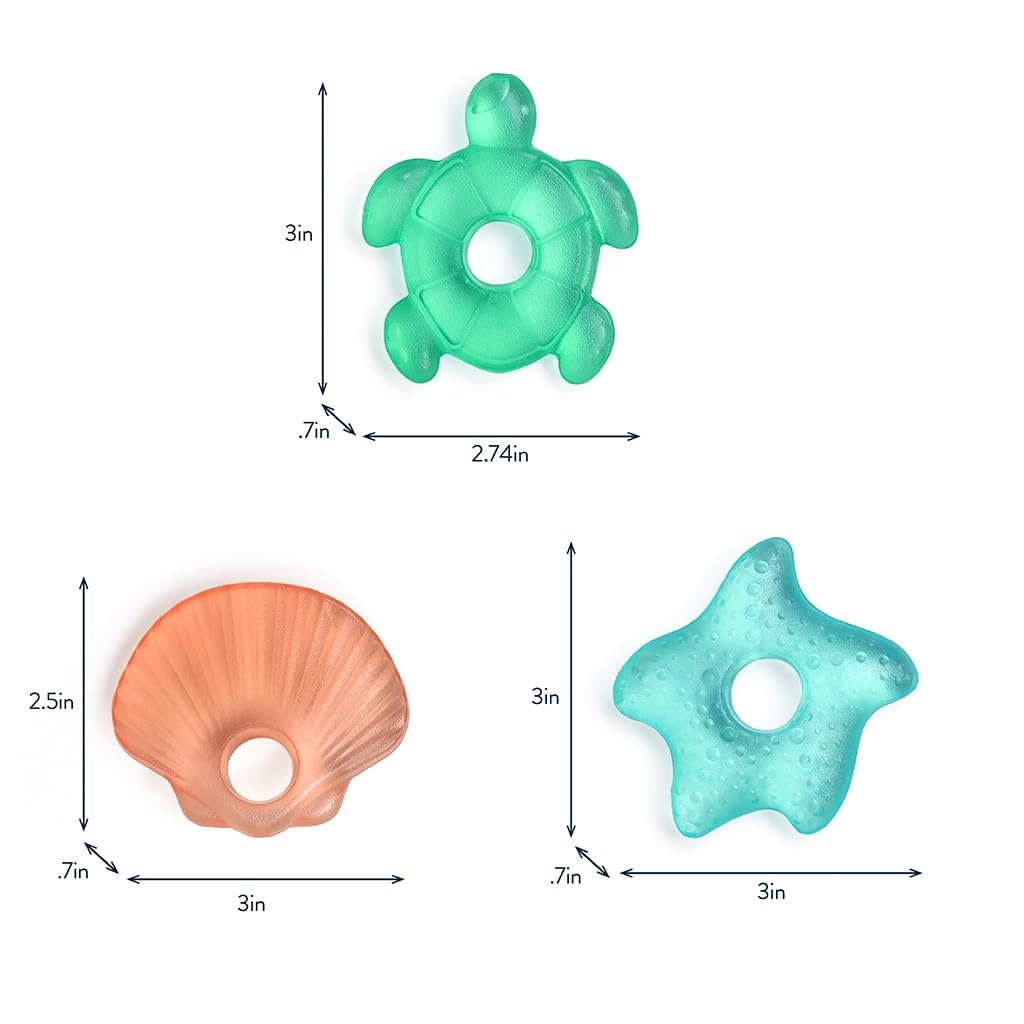 image:imageItzy Ritzy WaterFilled Teethers Cold Cutie Coolers Textured On Both Sides to Massage Sore Gums amp Emerging Teeth Can Be Chilled in Refrigerator Set of 3 Green Cactus Water TeethersSeaside