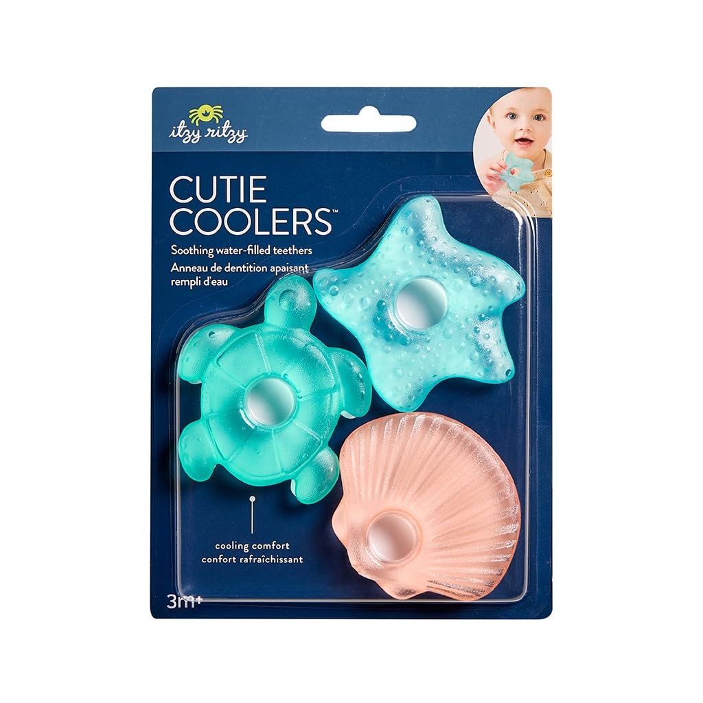 image:imageItzy Ritzy WaterFilled Teethers Cold Cutie Coolers Textured On Both Sides to Massage Sore Gums amp Emerging Teeth Can Be Chilled in Refrigerator Set of 3 Seaside Water TeethersSeaside