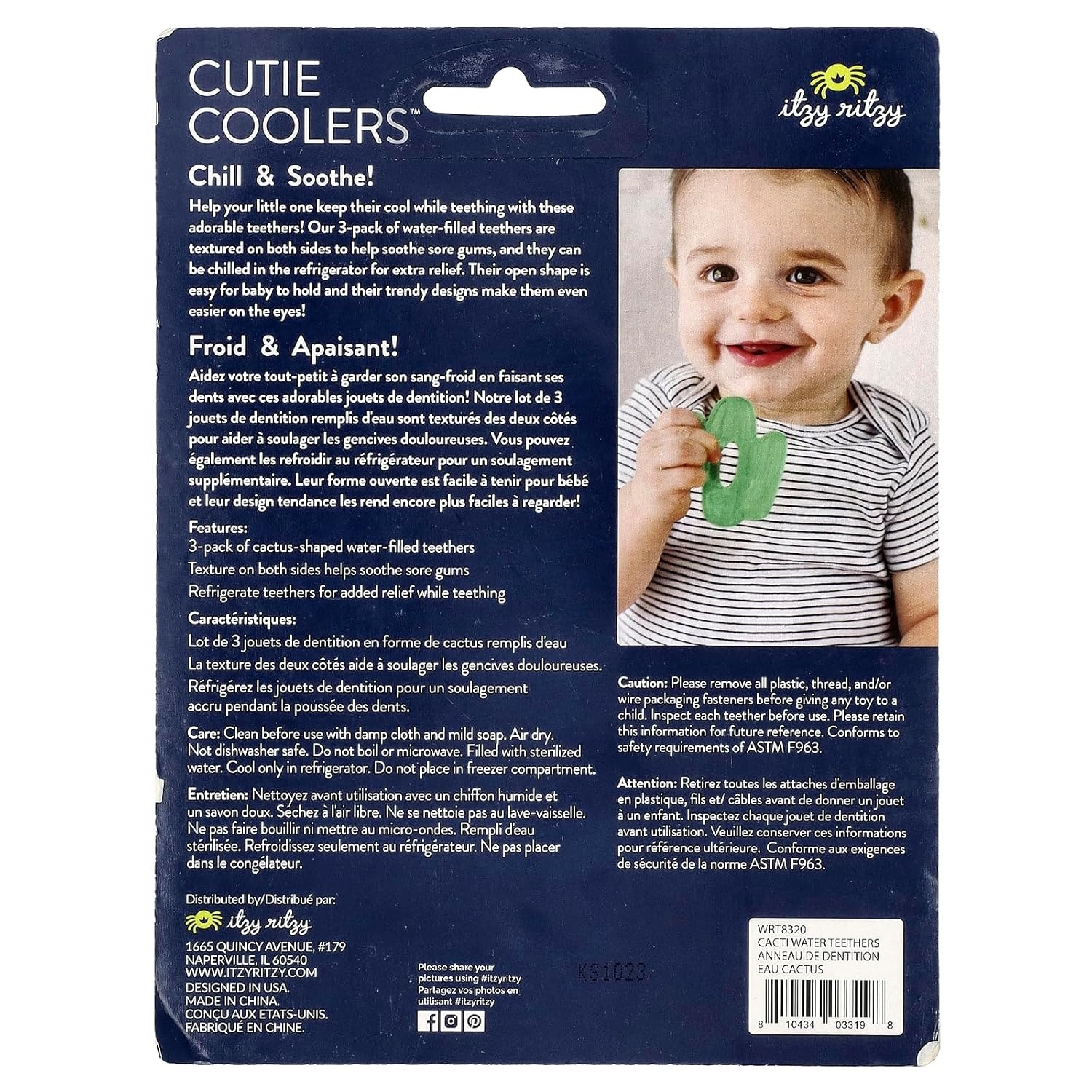 image:imageItzy Ritzy WaterFilled Teethers Cold Cutie Coolers Textured On Both Sides to Massage Sore Gums amp Emerging Teeth Can Be Chilled in Refrigerator Set of 3 Seaside Water TeethersCactus