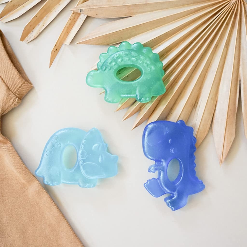 image:imageItzy Ritzy WaterFilled Teethers Cold Cutie Coolers Textured On Both Sides to Massage Sore Gums amp Emerging Teeth Can Be Chilled in Refrigerator Set of 3 Green Cactus Water TeethersDinosaur