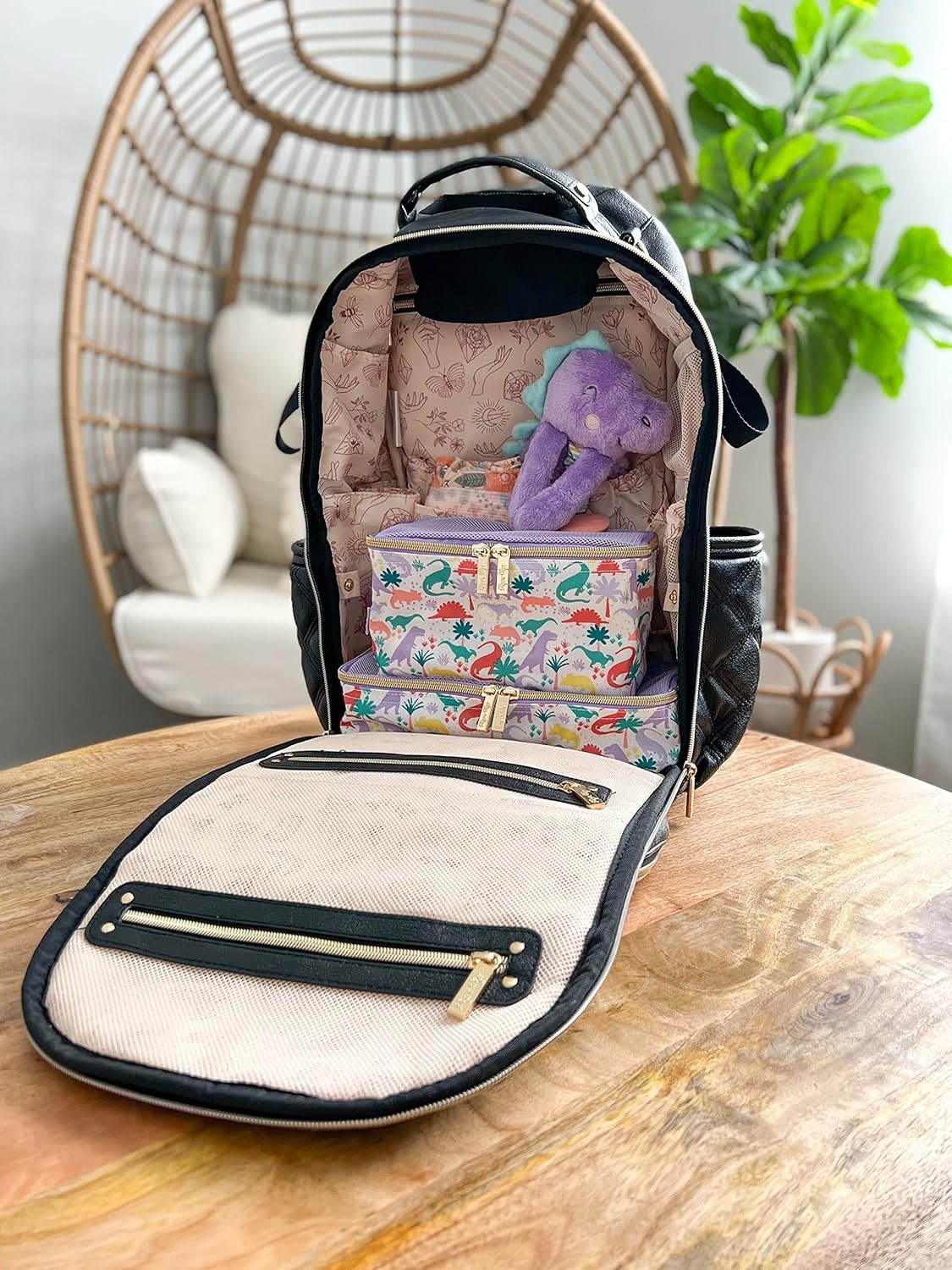 image:imageItzy Ritzy Packing Cubes For Travel Set of 3 Packing Cubes or Travel Organizers Each Cube Features a Mesh Top Double Zippers and a Fabric Handle Purple DinosaursPurple Dinosaurs