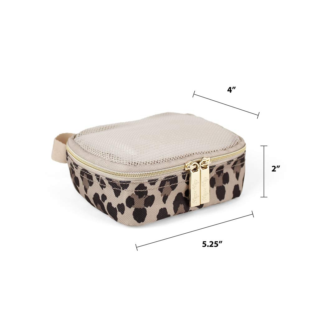 image:imageItzy Ritzy Packing Cubes For Travel Set of 3 Packing Cubes or Travel Organizers Each Cube Features a Mesh Top Double Zippers and a Fabric Handle Purple DinosaursLeopard