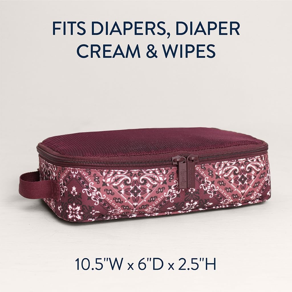 image:imageItzy Ritzy Packing Cubes For Travel Set of 3 Packing Cubes or Travel Organizers Each Cube Features a Mesh Top Double Zippers and a Fabric Handle Purple DinosaursPaisley Wine