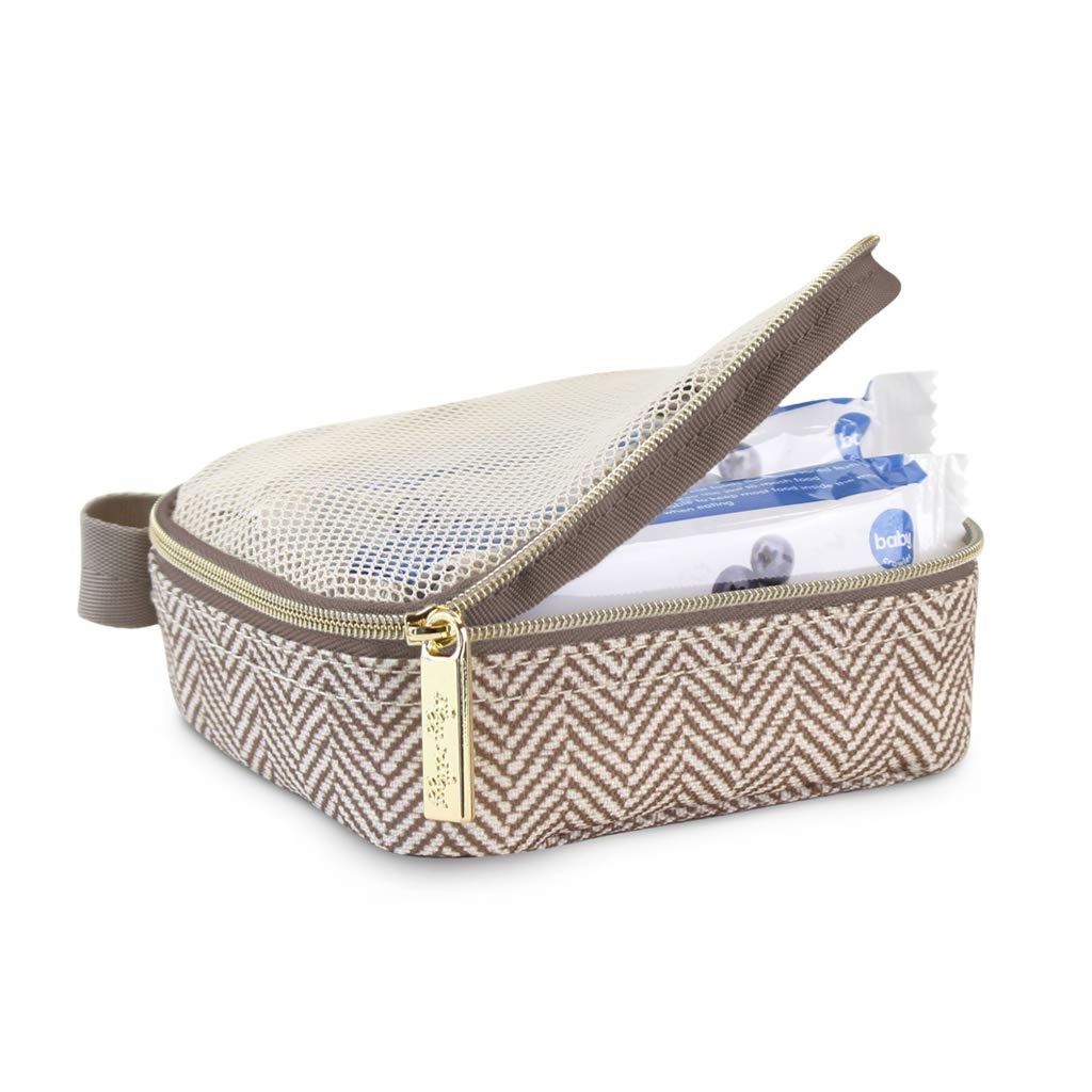 image:imageItzy Ritzy Packing Cubes For Travel Set of 3 Packing Cubes or Travel Organizers Each Cube Features a Mesh Top Double Zippers and a Fabric Handle Purple DinosaursTaupe