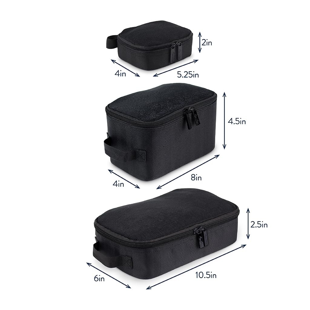 image:imageItzy Ritzy Packing Cubes For Travel Set of 3 Packing Cubes or Travel Organizers Each Cube Features a Mesh Top Double Zippers and a Fabric Handle Purple DinosaursBlack