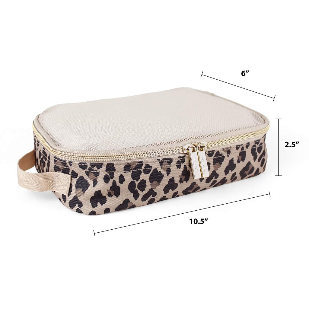 image:imageItzy Ritzy Packing Cubes For Travel Set of 3 Packing Cubes or Travel Organizers Each Cube Features a Mesh Top Double Zippers and a Fabric Handle Purple DinosaursLeopard